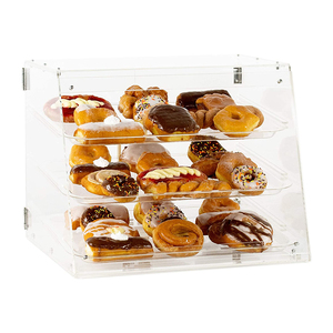 3-Tier Pastry Display Case Bread Rack Acrylic Bakery Pastry Showcase Modern Bakery Display Cabinet