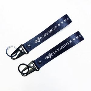 Wholesale Bulk High Quality Custom Logo Fabric Loop Wristlet Key Chain Strap Promotion <b>Anime</b> Embroidery Hoops <b>Keychains</b> - Product Image 1