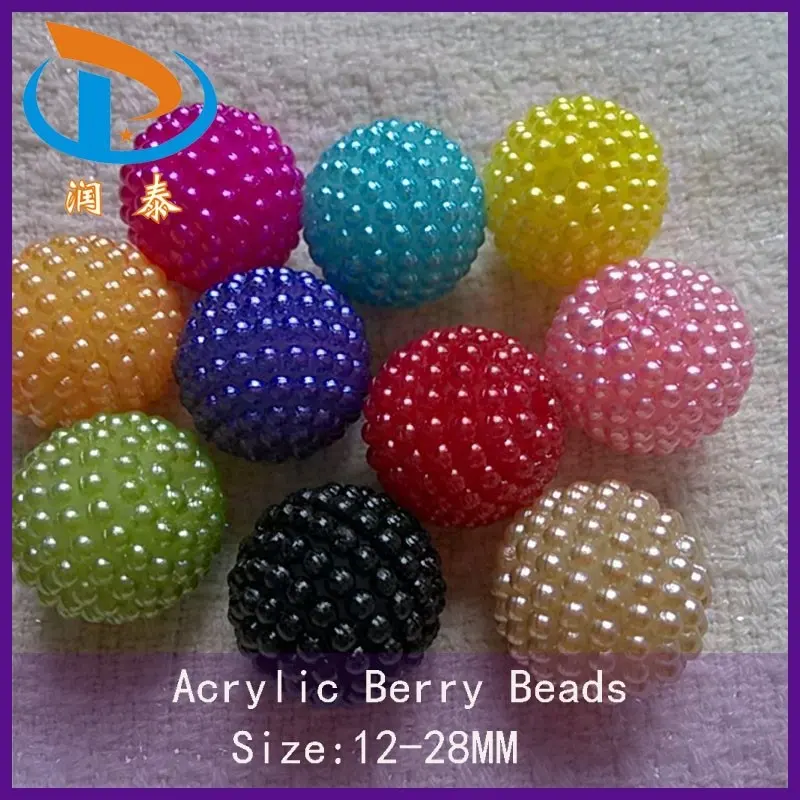 20MM Newest Bulk Price Assorted Color Fashion Round Berry Loose Acrylic Beads Wholesale for Bracelet and Necklace