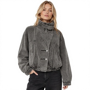 Veste en toile délavée style rétro ferme, design moto, avec fermeture éclair, nouvelle collection automne OEM, prototype, veste de travail décontractée, longueur standard - Product Image 1