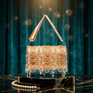 OEM Custom Women Luxury Evening Clutch Bag with Resin Pearl Half Moon Design Chain Strap for Wedding Parties - Product Image 3