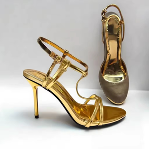 Women Shoes Custom Design Gold Party Shoes for Ladies Stiletto Wholesale High Heel <b>Sandals</b> Chaussures Ladies <b>Heeled</b> <b>Sandals</b> - Product Image 1