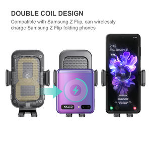 Soporte de teléfono de coche de <span class=keywords><strong>carga</strong></span> rápida portátil inteligente de bobinas dobles y cargador inalámbrico para <span class=keywords><strong>Samsung</strong></span> Galaxy Z Flip - Product Image 4