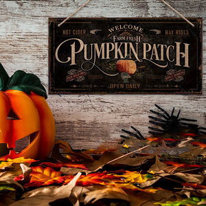 En stock : Décoration d'Halloween, étiquette suspendue en bois en forme de citrouille, étiquette suspendue pour la récolte de Thanksgiving, décoration d'intérieur, panneau de porte en bois. - Product Image 3