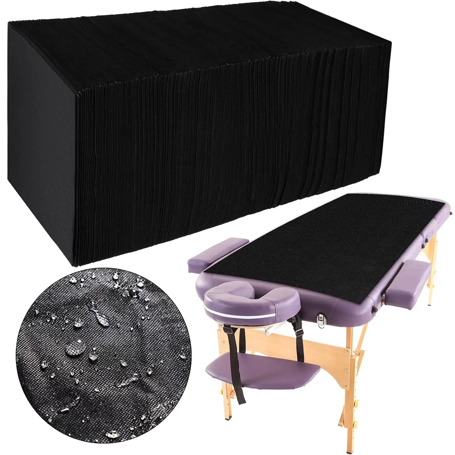 Draps de lit jetables draps de spa non tissés noir imperméable à l'huile couvre-lit draps de table de massage pour spa tatouage salon d'hôtel