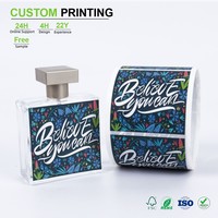 Étiquettes carrées personnalisées en glassine avec lamination brillante et support en vinyle permanent pour flacons de parfum Squarevault Hall