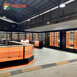 Enclosed Smoke Shop Display Cabinet Wood Glass Showcase Counter LED Lighting Tobacco Display Cabinet - Product Image 3