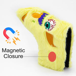 Dernier design, housse de putter de golf en peluche jaune avec logo brodé personnalisé, motif monstres - Product Image 3