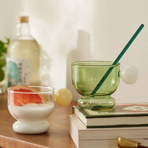 แก้วน้ำทรงกลมแบบซ้อนได้พร้อมหูจับทรงกลม แก้วบอโรซิลิเกตคุณภาพสูง ดีไซน์สวยงาม เหมาะสำหรับใช้ในบ้านและร้านกาแฟ - Product Image 4