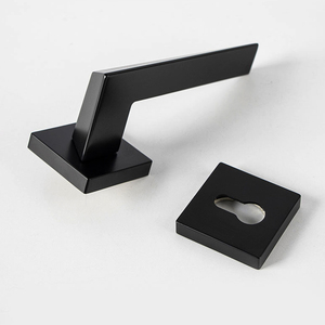 Modern Luxury Italian Matt Black Interior Door Knobs European Zinc Aluminum Square Lever Lock Handles Mortise Accessories Hotels - Product Image 4