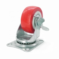 2 Inch 50 Mét Ánh Sáng Nhỏ Nhiệm Vụ Funiture Trắng Lõi Nhựa Màu Đỏ Lốp PVC Quay Vòng Side Locking Caster Bánh Xe