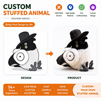 Peluches personnalisables en forme de corbeau noir en chapeau haut-de-forme, jouets en peluche moelleux, animaux en peluche fantaisie, poupées Kawaii, Peluches Anime
