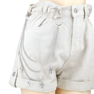 Multi Layered Hollow <b>Cross</b> Waist <b>Chain</b> Zinc Alloy Metal Ring Pendant Pants <b>Chain</b> Daily Wear Fashion Body <b>Chain</b> - Product Image 3