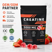 Creatina HCl, Gomitas de Creatina 5000mg, Halal, Orgánicas, para Hombres y Mujeres, Apoyo Muscular, 60, 90, 120 Unidades, OEM