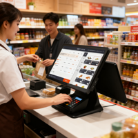 Système de point de vente à double écran de 15,6 pouces, tactile à 10 doigts, Intel I5/i7, 8 Go de RAM, 128 Go de SSD, haute vitesse, magasin de détail, restaurant, caisse enregistreuse
