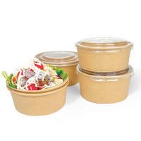 Bols et boîtes bento ronds en papier kraft à paroi simple, écologiques, jetables et recyclables pour pâtisseries et pâtes de luxe