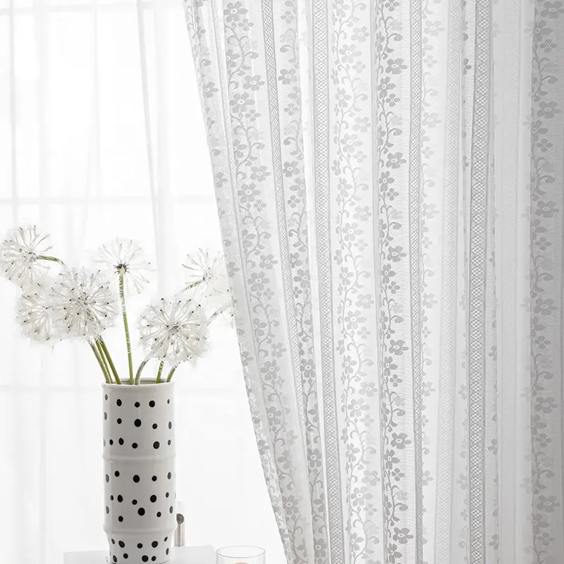 الفوال الفاخرة شفافة الدانتيل المطبوعة زهرة المطرزة الستائر الشفافة لغرفة النوم