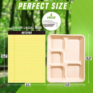 Plateau jetable biodégradable en canne à sucre naturelle, assiettes en papier à 4 compartiments, résistant au micro-ondes et au congélateur, pour restaurants - Product Image 4