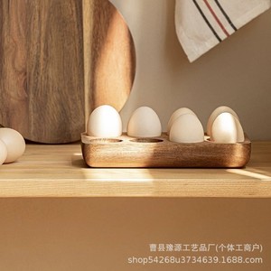Bandeja para Almacenar Huevos de Madera de Acacia, Estilo Japonés, Madera Maciza, para Cocina, Hogar, Refrigerador, Conservación de Frescura, Caja Creativa para Huevos de Desayuno - Product Image 4