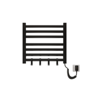 Sèche-serviettes électrique mural finition noir mat, radiateur de séchage moderne pour salle de bain et hôtel