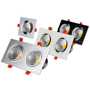 COB Plafond <span class=keywords><strong>Spot</strong></span> Simple <span class=keywords><strong>Double</strong></span> Têtes LED Encastré Pot Lumières Spots Downlight Carré Rectangulaire Cadre Logement Vers Le Bas Lumière - Product Image 1
