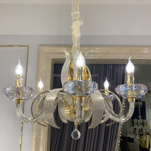 Lustre élégant en cristal de style français Lampes suspendues en <span class=keywords><strong>tube</strong></span> de verre populaires Éclairage à ampoule LED inclus-Installation de projet - Product Image 2