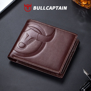 กระเป๋าสตางค์ BULLCAPTAIN สำหรับผู้ชาย หนังแท้ ช่องใส่บัตรหลายช่อง กระเป๋าสตางค์ธุรกิจแบบตั้ง หนังวัวแท้ ช่องใส่ใบขับขี่ - Product Image 1