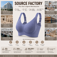 Soutien-gorge sans fil côtelé bleu chiné SHANGBINI, grande taille, décolleté plongeant, confort optimal, panneaux collés, logo personnalisé OEM, fabrication en usine