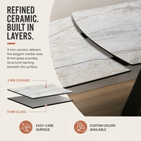 Table à manger extensible de luxe moderne OEM, plateau en céramique, gain de place, plateau en pierre frittée, pieds en métal, mobilier de salle à manger