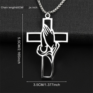 Collar de Cruz de Acero Inoxidable para Hombre, Joyería de Acero de Titanio, <span class=keywords><strong>Nueva</strong></span> Joyería, Oración Religiosa, Creyentes, <span class=keywords><strong>Fe</strong></span> Cristiana - Product Image 4