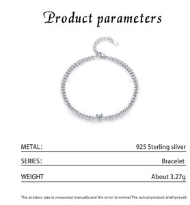 S925 Silver Minimalist Chain <b>Bracelet</b> Heart Cut Charm <b>Bracelet</b> Adjustable Diamond Claw Setting Unisex Everyday Wear - Product Image 2