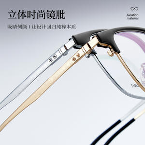 Montura de Gafas Rectangular Minimalista, Marco Completo de Metal Tr90, Patillas Cómodas, Gafas Ópticas Unisex Danyang 71051 - Product Image 5