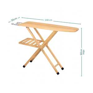 Planche à repasser pliante en bois 140x35 cm, hauteur réglable avec repose-fer - Product Image 2