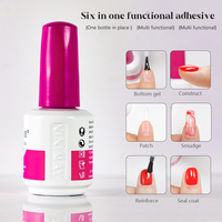 Vinimay 15ml 6 in 1 Gel Multifungsi Digunakan Sebagai Base Coat Top Coat Penguat Gel Konstruksi Stick Nail Tips Blooming Gel untuk Kuku