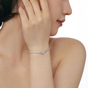 Dylam Fine Jewelry <b>Bangles</b> & Bracelets 925 Sterling Silver Rhodium Plated Sparkling 5A Cubic Zirconia Baguette Tennis Bracelets - Product Image 3