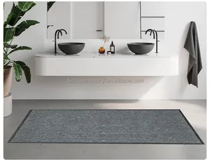 Black And Gray Polyester Surface Dirt Resistant Rubber Backed Mat Not Easy To Slide Indoor Doormat