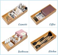 Organisateur de rangement multifonctionnel rectangulaire en bambou artisanal moderne - Grande capacité pour les ustensiles de cuisine et les fournitures de bureau