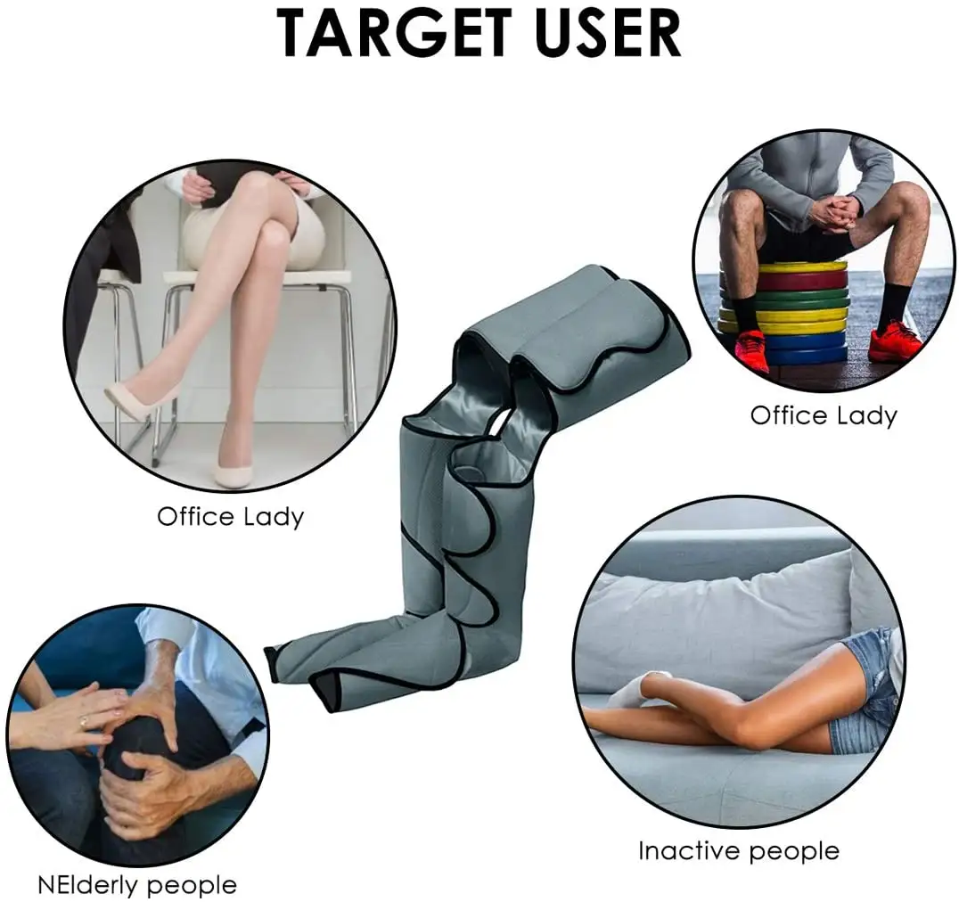 Massageador de perna e joelho, com calor, cuidados com os pés, compressão de ar e massageador de pés para o relaxamento muscular de circulação sanguínea