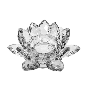 Hermoso portavelas de loto de cristal transparente - Product Image 1