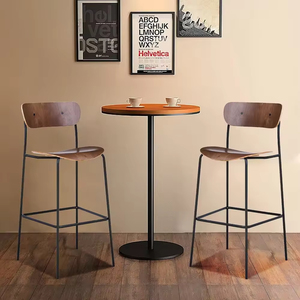 Sillas de <span class=keywords><strong>Bar</strong></span> Comerciales, Silla Alta de <span class=keywords><strong>Bar</strong></span> con Marco de Metal y Asiento de Madera, Taburetes Altos para <span class=keywords><strong>Bar</strong></span> - Product Image 1