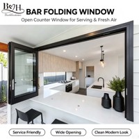 Ventana Plegable de Aluminio con Doble Vidrio Templado Low-E para Cocina, Barra, Exterior de Villa, Ventana Abatible para Casa