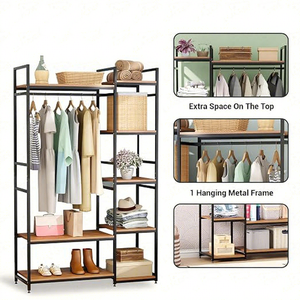 Metal <b>Clothing</b> <b>Rack</b> Standing Type 5-Tier Multifunctional Storage Holder Modern Wardrobe Organizer for Clothes and Accessories - Product Image 2