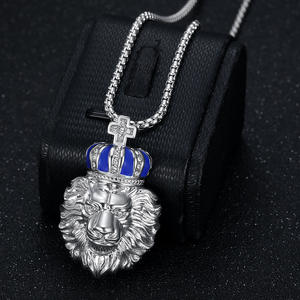 Hip Hop Animal Lion Iced Out CZ impermeable Pvd colgante de acero inoxidable joyería de moda collares para hombres mujeres al por mayor 2024 - Product Image 6
