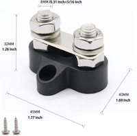 12V 250A Güç Dağıtım Bloğu Çift 5/16"(M8) Saplamalı 12 Volt Terminal Bloğu Akü Barası Bağlantı Bloğu Otomobil Araçlar için