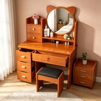 Table de toilette multi-tiroirs en MDF de haute qualité avec miroir LED éclairé, coiffeuse pour chambre d'adolescente