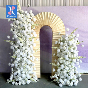 Arche de toile de fond extérieure pour mariage, décoration florale artificielle en soie avec gypsophile et roses blanches pour fêtes - Product Image 1