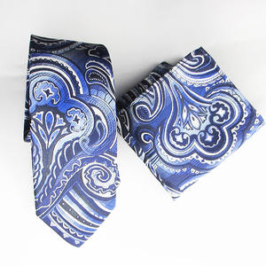 Conjunto de Corbata Clásica Personalizada con Pañuelo de Bolsillo, Diseño a Cuadros, Paisley, Flores, Azul Marino, para Hombre, Negocios, Fiesta, Boda, Moda, Fábrica de Corbatas - Product Image 3