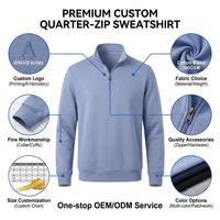Sweat-shirts OEM pour hommes multicolores à col montant, fermeture éclair quart de tour, patte de boutonnage dissimulée, fermeture éclair métallique, poignets côtelés, brodés, en polyester/coton