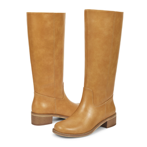 WETKISS Vente en gros Automne Hiver Bottes hautes pour femmes à bout large style années 70, à talon carré, pour l'équitation - Product Image 3