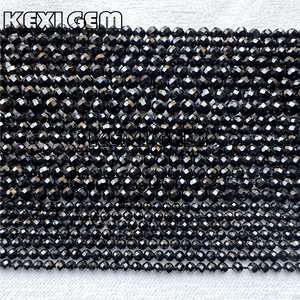ลูกปัดพลอยสปินเดิลสีดำธรรมชาติประกายแวววาวขนาด2มม. 3มม. 4มม. สปิน - Product Image 2